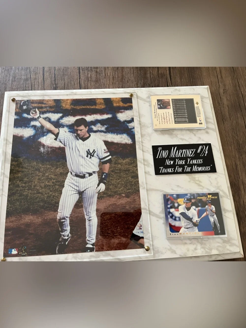 Framed Sports Memorabilia Plaque in White and Black Tino Martinez #24